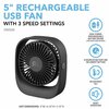 Perfect Aire RECHARGEABLE USB FAN 5in. 1PAFD5R